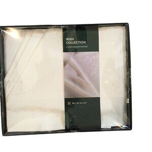 McCaw Allan Irish Collection 4 Linen Damask Napkins 18"x18" White
